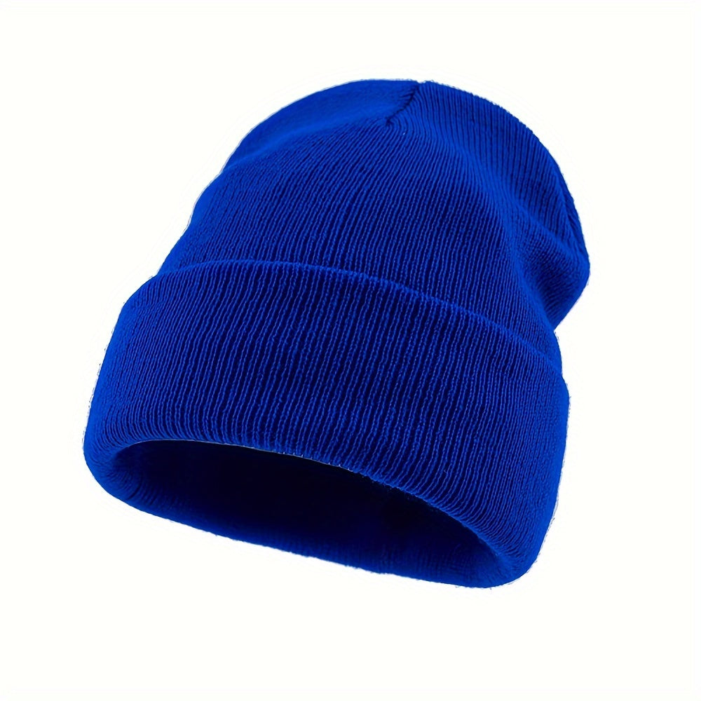 1pc Men's Warm and Cozy Solid Color Large Knitted Beanie - Skullies & Beanies with Elastic Fit for Outdoor Activities - Ideal Gift Choice for Winter