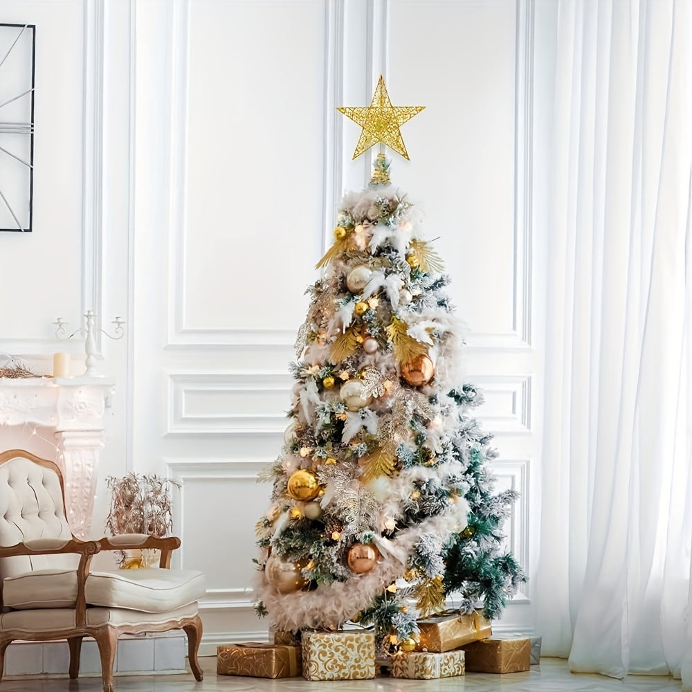 1pc Glittering Star Christmas Tree Topper - LED Lighted, Sparkling Decorative Accent for Xmas Tree, Holiday Party Indoor Decoration, Festive Season Ornament