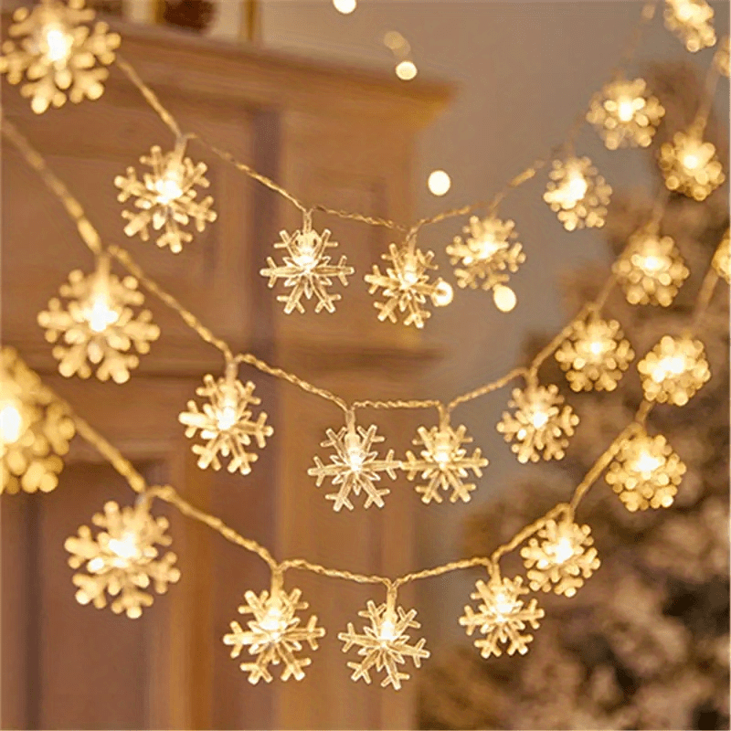 1pc, LED Christmas Snowflake String Lights, Party Decor Lights, Christmas Ornaments, Holiday Accessory, Birthday Party Supplies, Room Decor, Christmas Gifts, Home Decor, Scene Decors