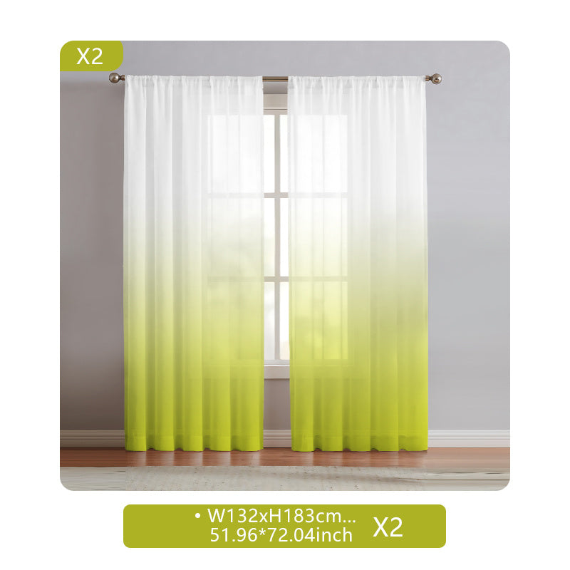 2 Panels Semi Sheer Gradient Color Curtains - Rod Pocket, Easy Hang, Light Filtering, Privacy Protection - For Living Room, Bedroom, Kitchen, Office, Study Decor