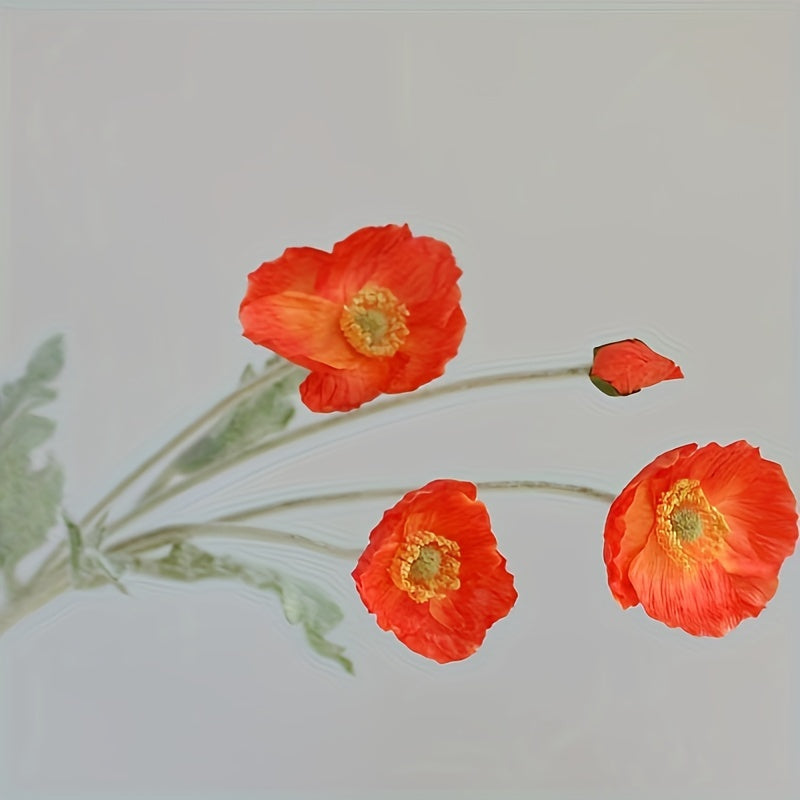 8-Pack Real-Touch Artificial Poppies Flowers - Vibrant, Lifelike, and Durable Plastic Floral Arrangements for Versatile Fall and All-Season Decor - Perfect for Reunion, Home, Living Room, Christmas, Halloween, Easter, Hanukkah, and Thanksgiving Decoration