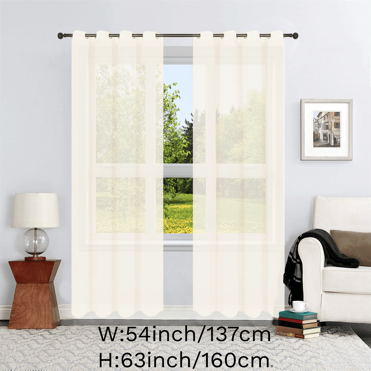 1pc Solid Lightweight Voile Sheer Curtain Panel - Soft, Light-Filtering, Grommet Top, Easy Hang - Perfect for Living Room, Dining Room Home Decor, Filtering Natural Light, Enhancing Interior Ambiance