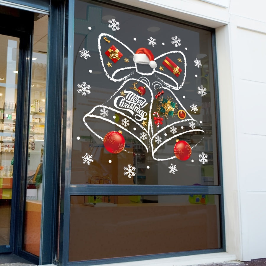 1pc Vibrant Christmas Window Sticker - Easy Peel-Off, Reusable, Bell-Shaped Decoration for Living Room, Home Decor, Shopping Mall, and Glass Windows - Festive Holiday Decor