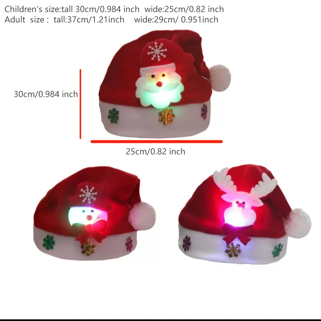 1pc Christmas Luminous Christmas Hat, Adult Cartoon Hat Old Man Snowman Hat, Christmas Small Gift Party Decoration for stocking stuffers