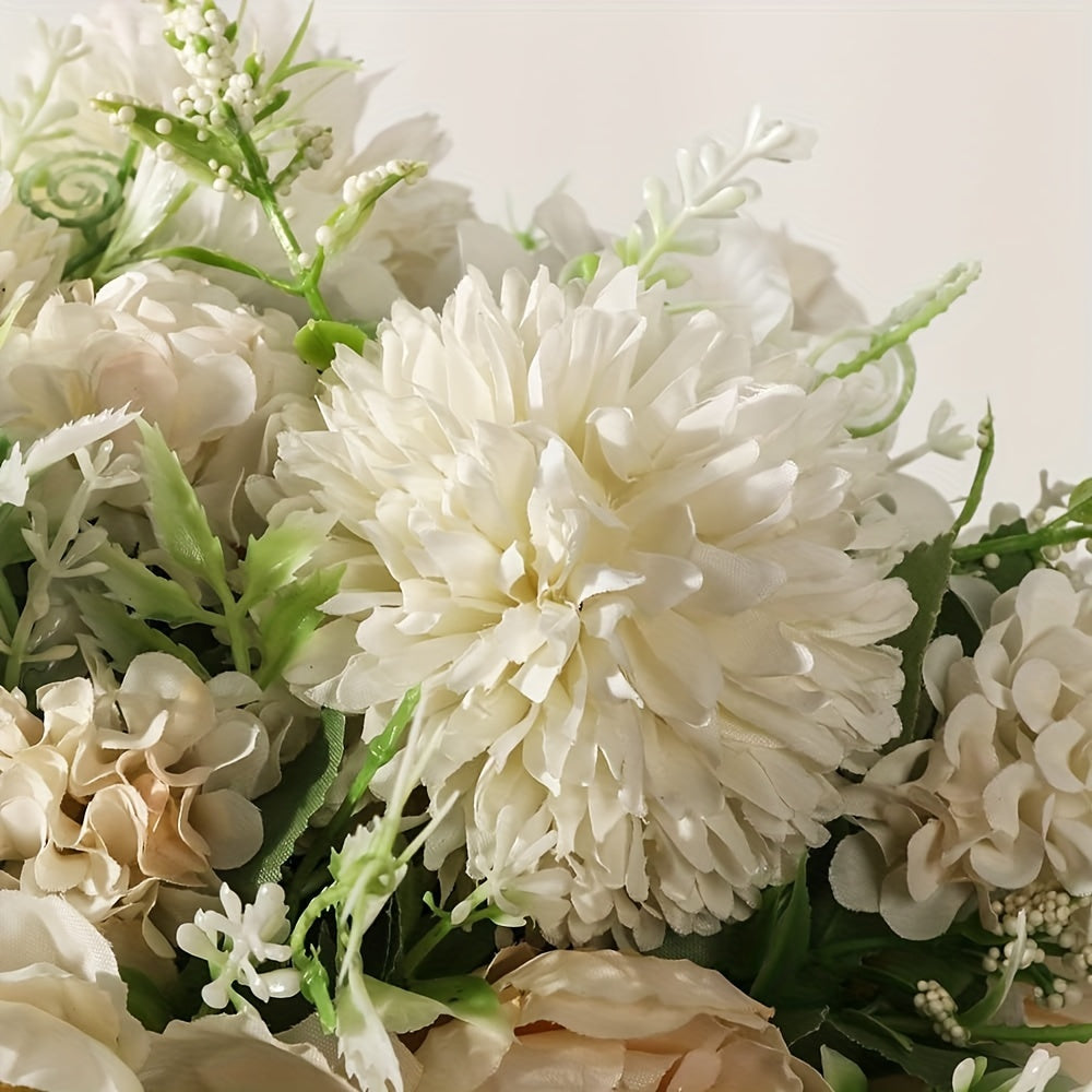 4pcs Silk Peony & Hydrangea Bouquets - Realistic Artificial Flowers for Wedding Decor, Table Centerpieces & Home Garden