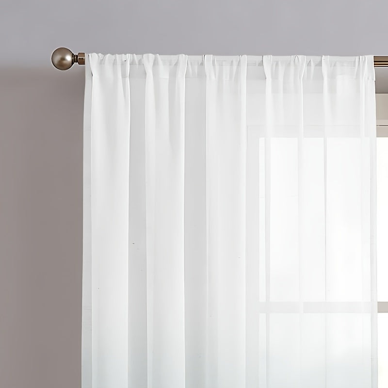 2 Panels Semi Sheer Gradient Color Curtains - Rod Pocket, Easy Hang, Light Filtering, Privacy Protection - For Living Room, Bedroom, Kitchen, Office, Study Decor