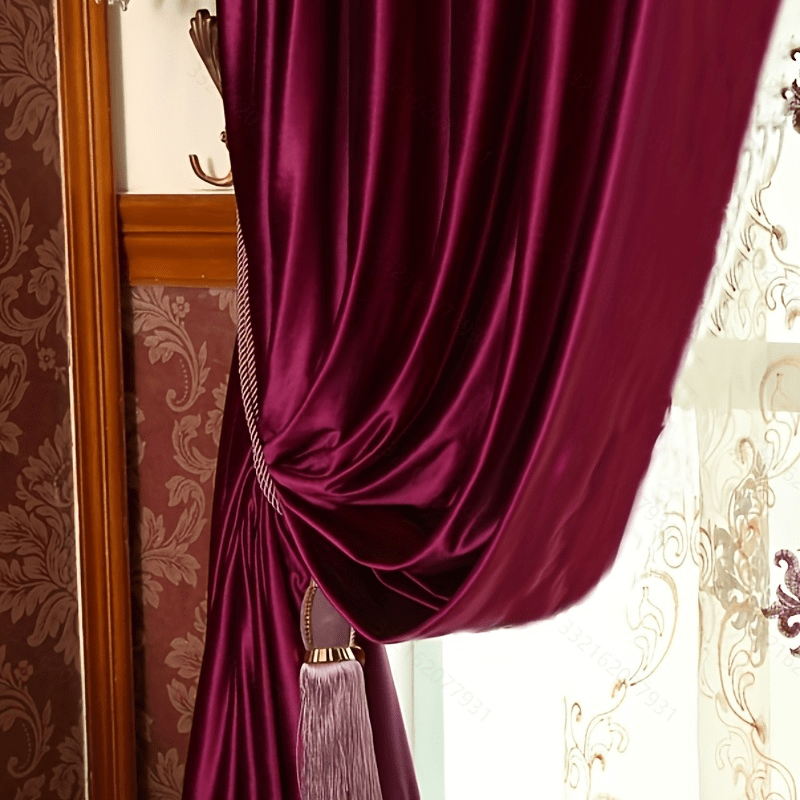 1pc Luxurious Rose Red Window Curtain - Elegant Home Decor for Bedroom, Office, Kitchen, Living Room, Study, and Wedding - Soft, Sheer, and Light-Filtering with No Head Accessories Included