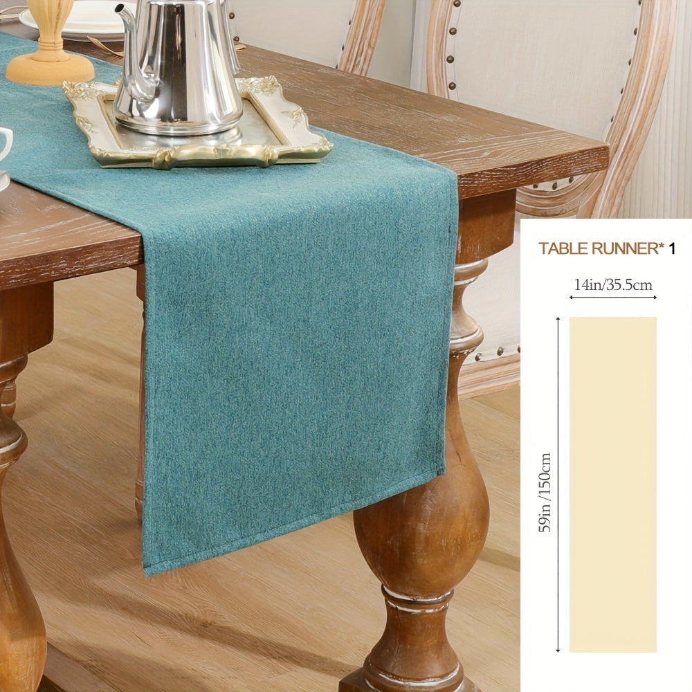 1pc Premium Farmhouse Table Runner - Solid Color, Durable Polyester Decor for Autumn, Thanksgiving, Christmas Dining - A Stylish, Cozy Touch to Your Home Decor