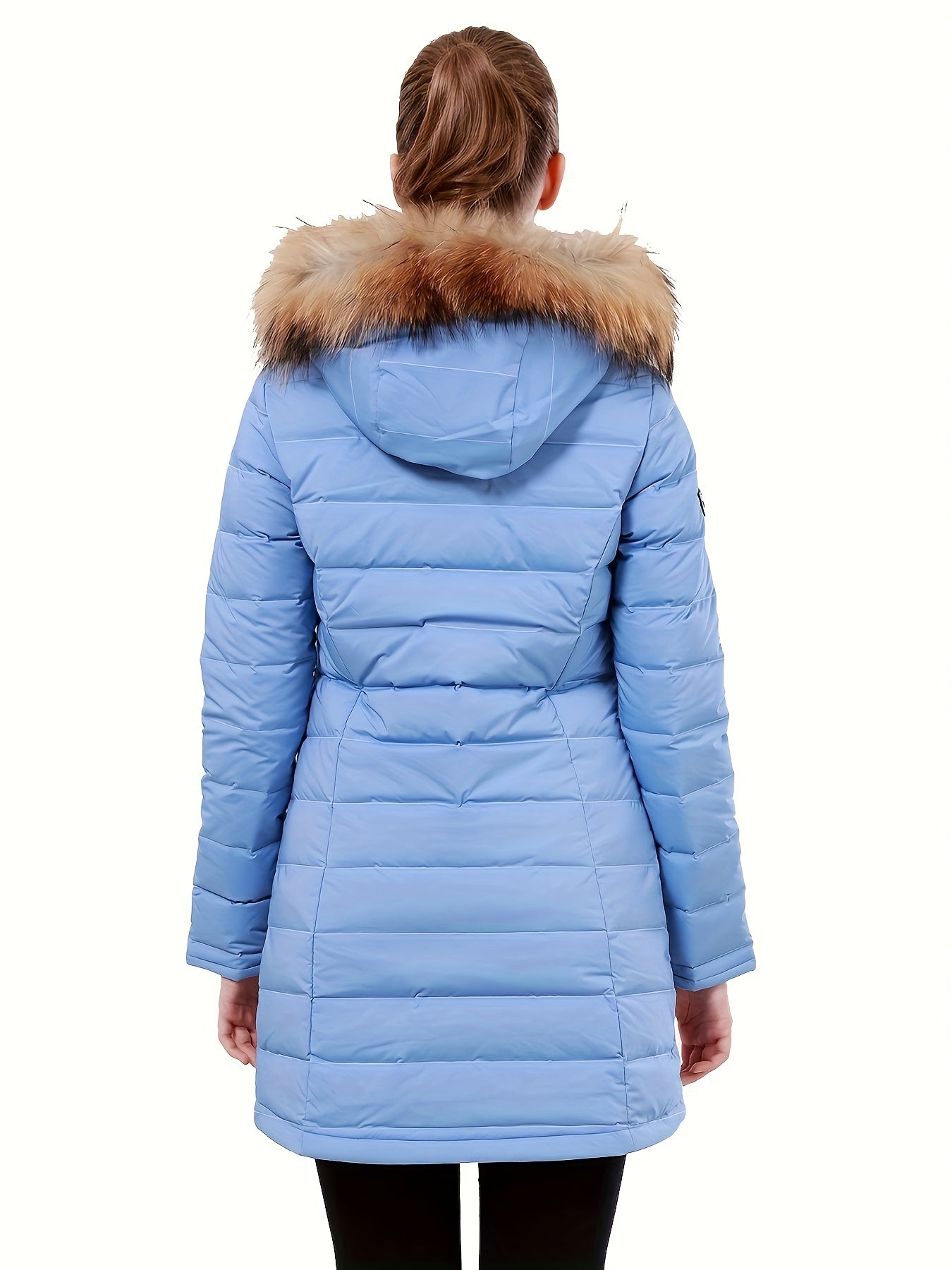 Ladies Long Down Hooded Jacket, Thickened Winter Packable Puffer Jacket, Windproof Warm Outwear Coat, Women's Clothing