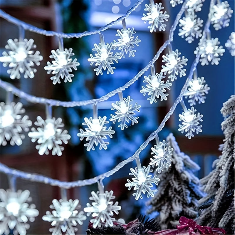 1pc, LED Christmas Snowflake String Lights, Party Decor Lights, Christmas Ornaments, Holiday Accessory, Birthday Party Supplies, Room Decor, Christmas Gifts, Home Decor, Scene Decors