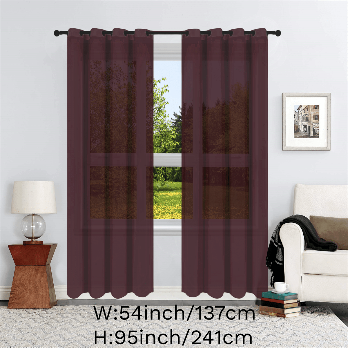 1pc Solid Lightweight Voile Sheer Curtain Panel - Soft, Light-Filtering, Grommet Top, Easy Hang - Perfect for Living Room, Dining Room Home Decor, Filtering Natural Light, Enhancing Interior Ambiance