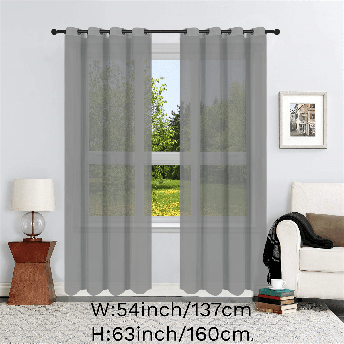 1pc Solid Lightweight Voile Sheer Curtain Panel - Soft, Light-Filtering, Grommet Top, Easy Hang - Perfect for Living Room, Dining Room Home Decor, Filtering Natural Light, Enhancing Interior Ambiance