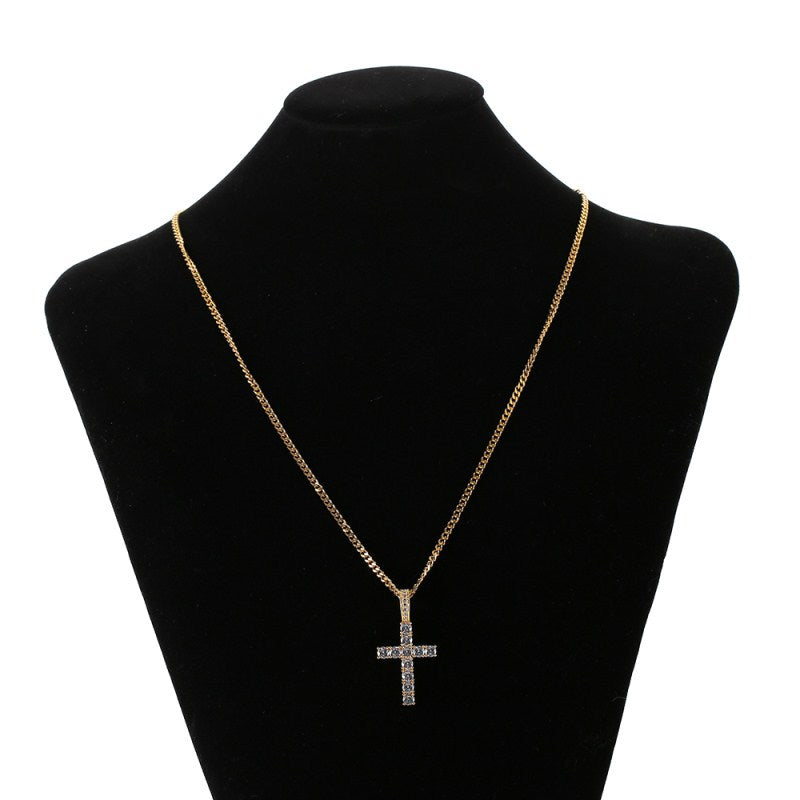 vakkv Cross-Border Supply HOTan Hip Hop Cross Pendant Micro-Inlaid Large Zircon Necklace Trendy Men's Ornament Bling
