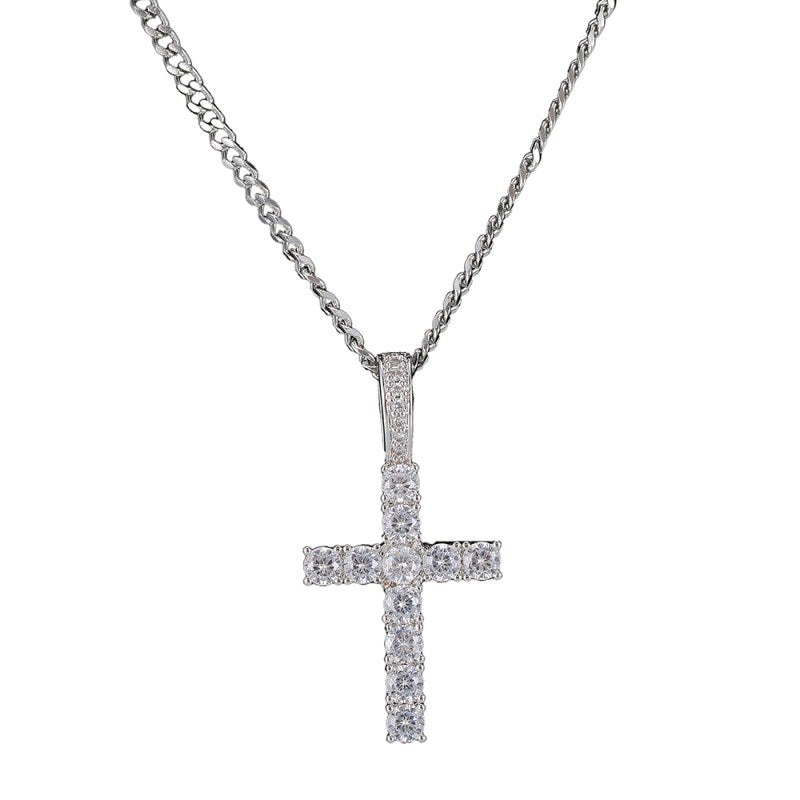 vakkv Cross-Border Supply HOTan Hip Hop Cross Pendant Micro-Inlaid Large Zircon Necklace Trendy Men's Ornament Bling
