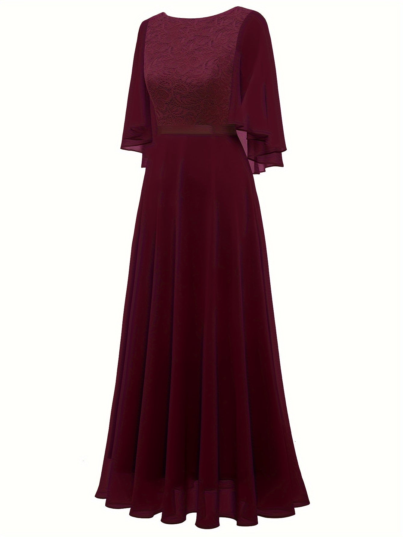 VAKKV Timeless Solid Lace Aline Bridesmaid Dress - Chic Crew Neckline, Flattering Wedding Party Gown - Premium Womens Fashion