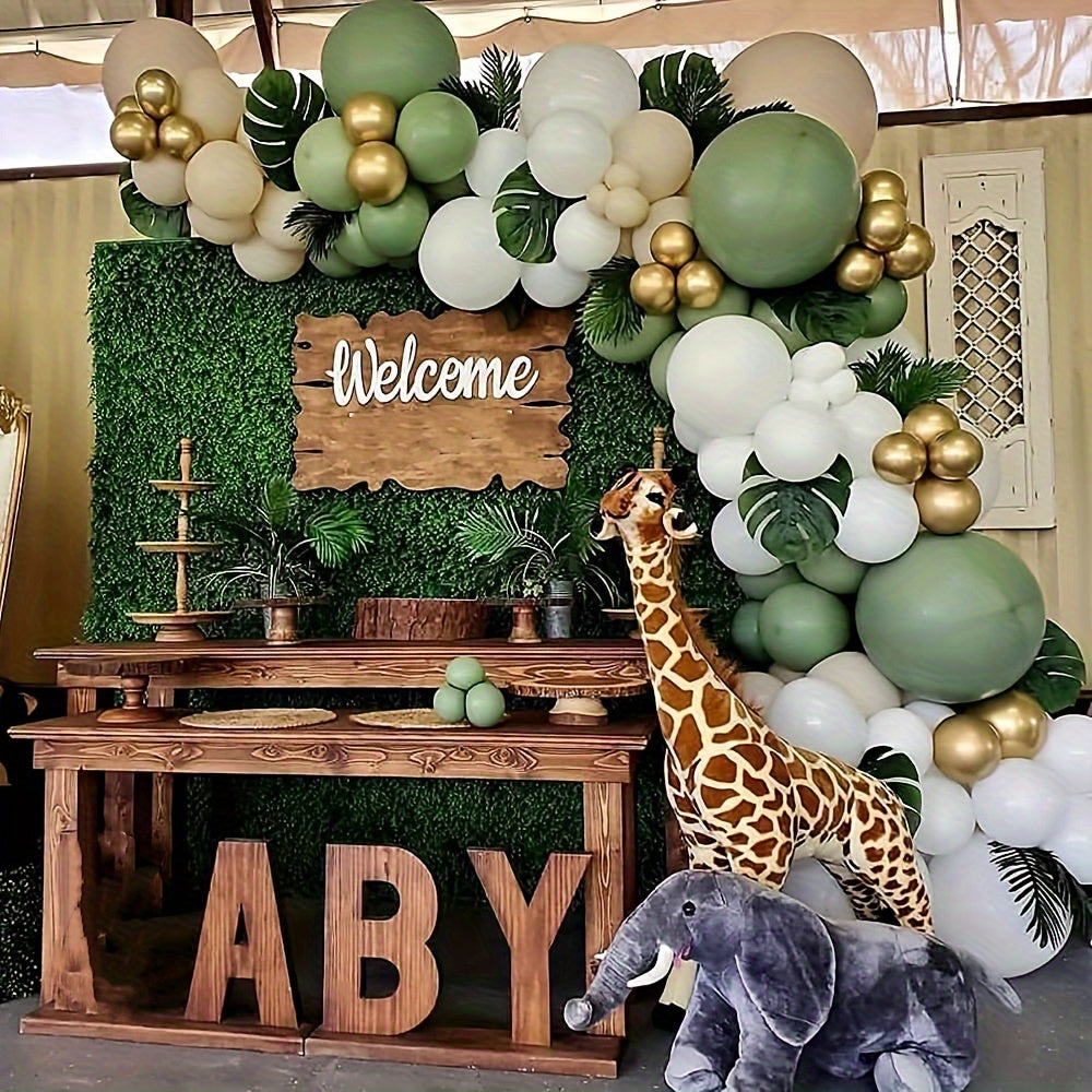 Elegant Sage & Olive Balloon Garland Kit 137pcs - No Power Needed, Perfect for Weddings, Birthdays, & Celebrations