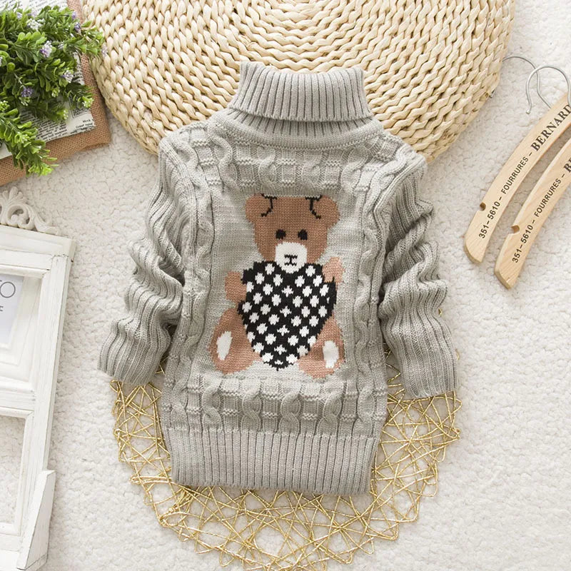 Pullover Baby Cartoon Bear Casual Basic Sweater Crewneck Thick Kids Slouchy Soft Warm Wool Clothing for Boys Girls Autumn Winter Sweaters 221115