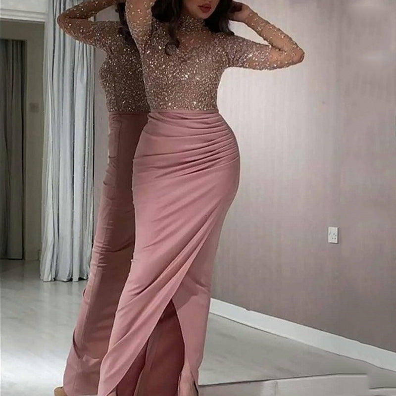 VSKKV 2020 New Cross-Border Foreign Trade Women's Clothing Independent Station EBay Sexy Golden Hip Ball Gown Dress New