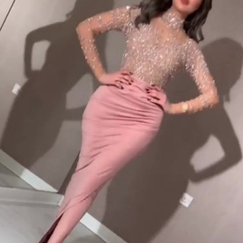 VSKKV 2020 New Cross-Border Foreign Trade Women's Clothing Independent Station EBay Sexy Golden Hip Ball Gown Dress New