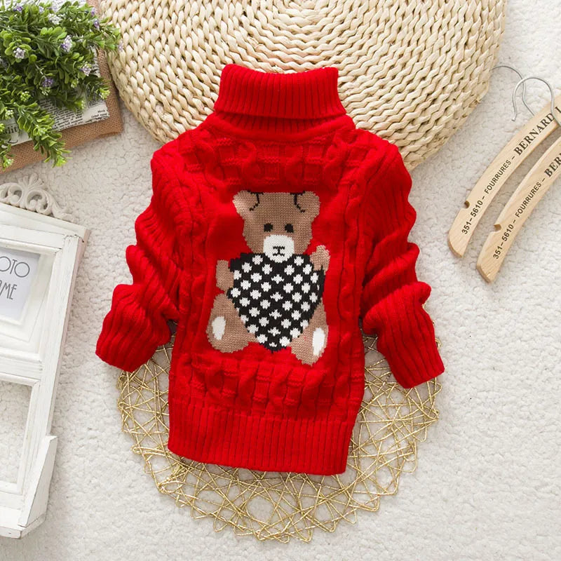 Pullover Baby Cartoon Bear Casual Basic Sweater Crewneck Thick Kids Slouchy Soft Warm Wool Clothing for Boys Girls Autumn Winter Sweaters 221115