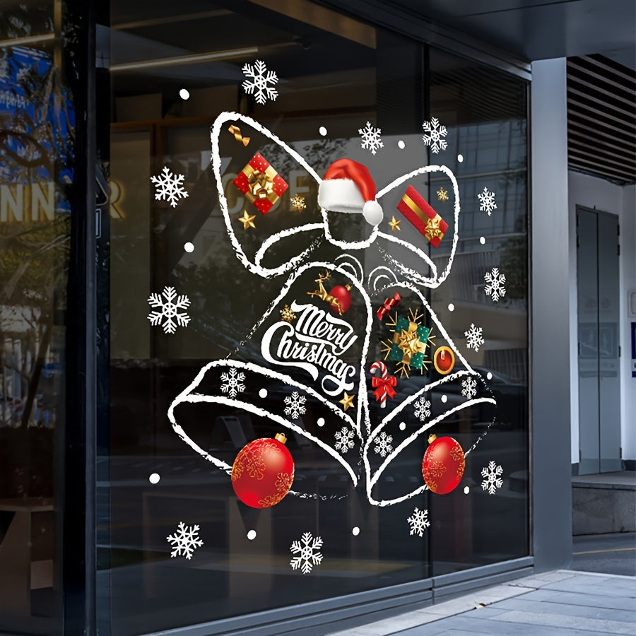 1pc Vibrant Christmas Window Sticker - Easy Peel-Off, Reusable, Bell-Shaped Decoration for Living Room, Home Decor, Shopping Mall, and Glass Windows - Festive Holiday Decor