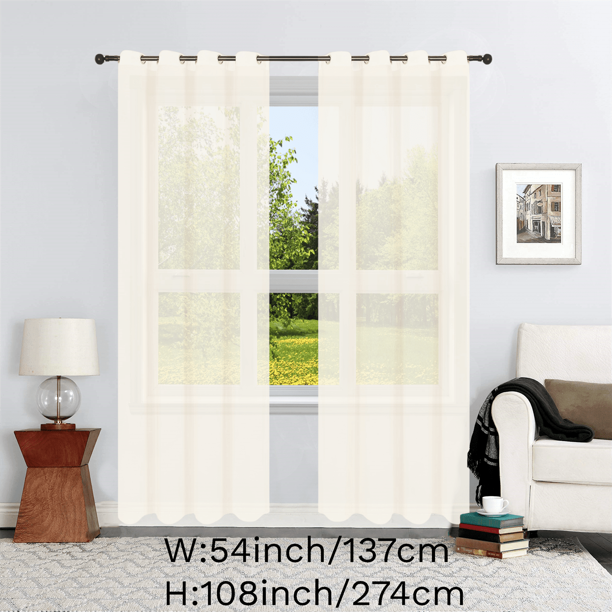 1pc Solid Lightweight Voile Sheer Curtain Panel - Soft, Light-Filtering, Grommet Top, Easy Hang - Perfect for Living Room, Dining Room Home Decor, Filtering Natural Light, Enhancing Interior Ambiance