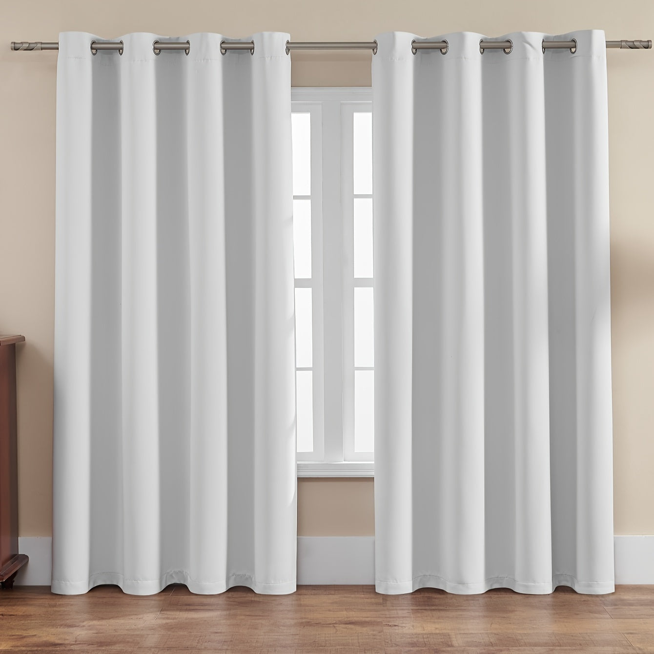 2PCS Holiday Daily Decoration Fabric Curtains, Grommet Top Solid Color Shading Curtain, Living Room Curtains, Bedroom Curtains, Office Home Decoration, Thermal Insulation Curtains