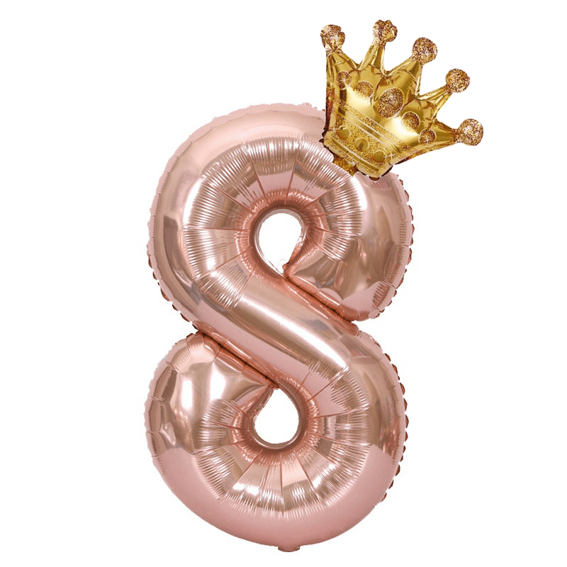 1 Pack/2pcs, 32in Rose Golden Number Crown Balloon, Birthday Decoration Balloon Party Decoration Balloon For Halloween Christmas Christmas, Halloween, Thanksgiving Day Gift