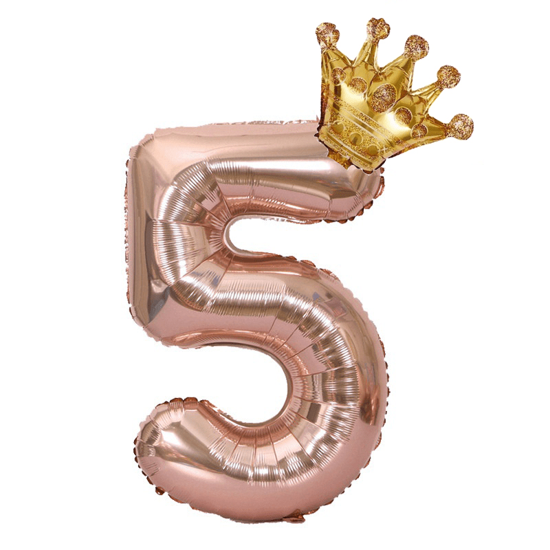 1 Pack/2pcs, 32in Rose Golden Number Crown Balloon, Birthday Decoration Balloon Party Decoration Balloon For Halloween Christmas Christmas, Halloween, Thanksgiving Day Gift