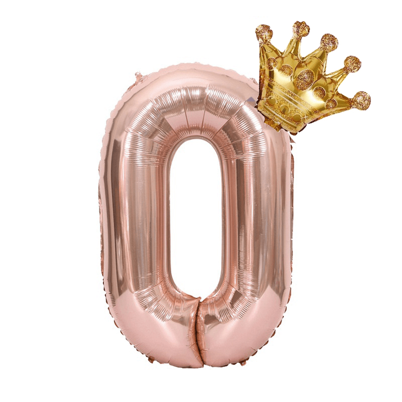 1 Pack/2pcs, 32in Rose Golden Number Crown Balloon, Birthday Decoration Balloon Party Decoration Balloon For Halloween Christmas Christmas, Halloween, Thanksgiving Day Gift