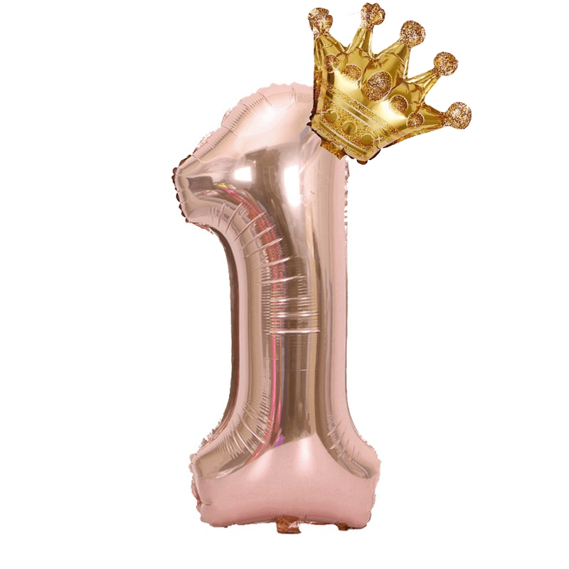 1 Pack/2pcs, 32in Rose Golden Number Crown Balloon, Birthday Decoration Balloon Party Decoration Balloon For Halloween Christmas Christmas, Halloween, Thanksgiving Day Gift