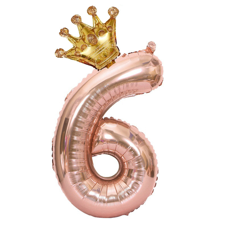 1 Pack/2pcs, 32in Rose Golden Number Crown Balloon, Birthday Decoration Balloon Party Decoration Balloon For Halloween Christmas Christmas, Halloween, Thanksgiving Day Gift