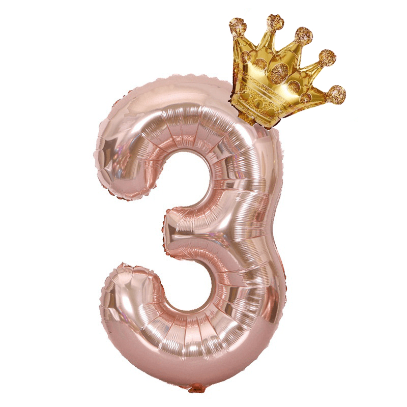 1 Pack/2pcs, 32in Rose Golden Number Crown Balloon, Birthday Decoration Balloon Party Decoration Balloon For Halloween Christmas Christmas, Halloween, Thanksgiving Day Gift