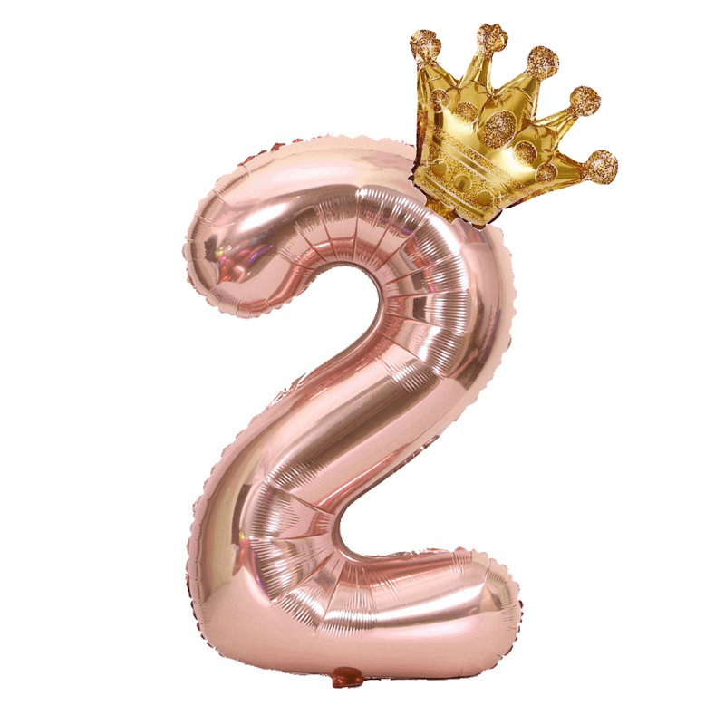1 Pack/2pcs, 32in Rose Golden Number Crown Balloon, Birthday Decoration Balloon Party Decoration Balloon For Halloween Christmas Christmas, Halloween, Thanksgiving Day Gift
