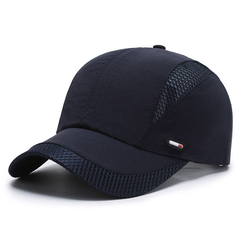 Spring/Summer Breathable Mesh Snapback Baseball Cap - Men's Sporty Dad Fishing Hat with Adjustable Strap and Classic Black Color - Perfect for Outdoor Activities