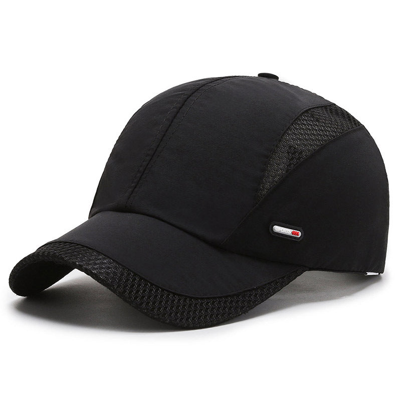 Spring/Summer Breathable Mesh Snapback Baseball Cap - Men's Sporty Dad Fishing Hat with Adjustable Strap and Classic Black Color - Perfect for Outdoor Activities