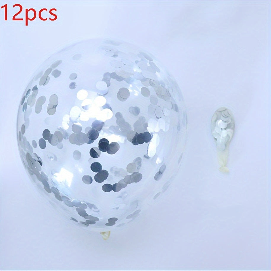 12pcs/30pcs Golden Confetti 12-Inch Latex Balloons for Perfect Party Decorations - Graduation, Weddings, Birthdays