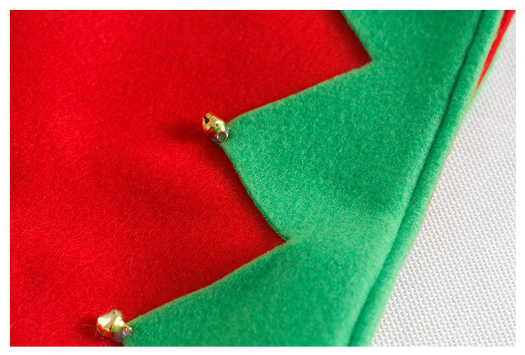 1pc, Christmas Elf Hat Christmas Elf Style Hat Red Green Hat Flannelette Bell Festival Party Headwear, Christmas Deocrations, Navidad, Headwear, Daily Party Supplies, Party Home Supplies, Party Gifts, Holiday Supplies, Festival Supplies