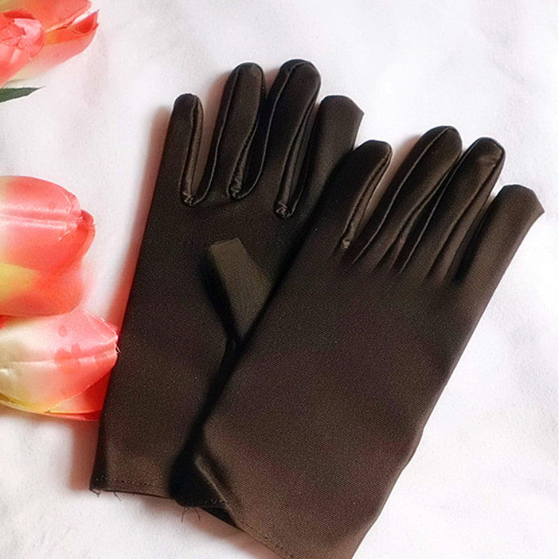 Minimalist Solid Color Etiquette Gloves Short Elastic Warm Split Finger Gloves Autumn Winter Casual Outdoor Riding Gloves