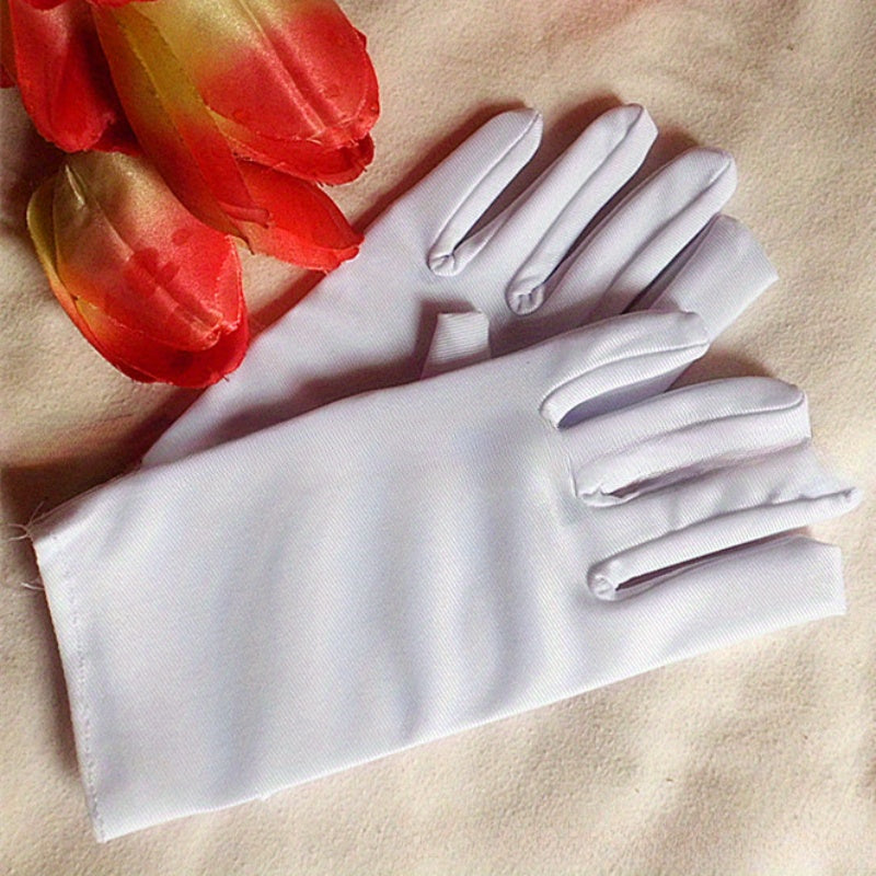 Minimalist Solid Color Etiquette Gloves Short Elastic Warm Split Finger Gloves Autumn Winter Casual Outdoor Riding Gloves