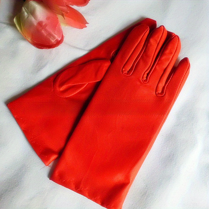 Minimalist Solid Color Etiquette Gloves Short Elastic Warm Split Finger Gloves Autumn Winter Casual Outdoor Riding Gloves