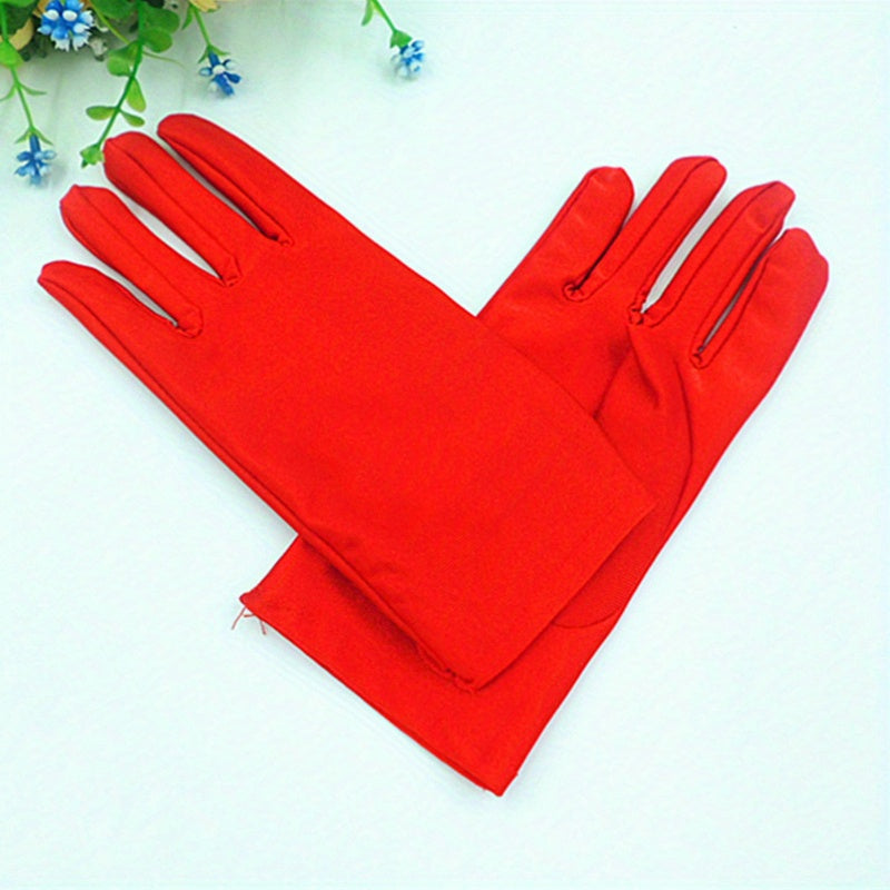 Minimalist Solid Color Etiquette Gloves Short Elastic Warm Split Finger Gloves Autumn Winter Casual Outdoor Riding Gloves