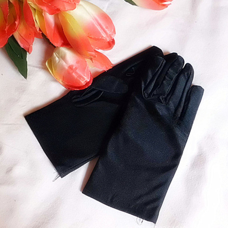 Minimalist Solid Color Etiquette Gloves Short Elastic Warm Split Finger Gloves Autumn Winter Casual Outdoor Riding Gloves