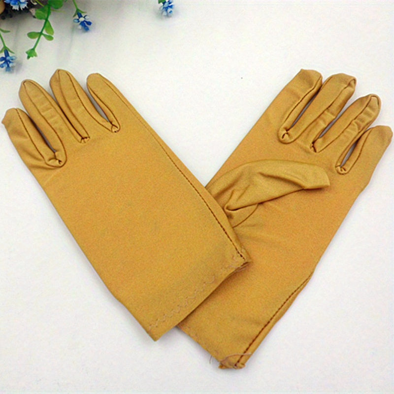 Minimalist Solid Color Etiquette Gloves Short Elastic Warm Split Finger Gloves Autumn Winter Casual Outdoor Riding Gloves