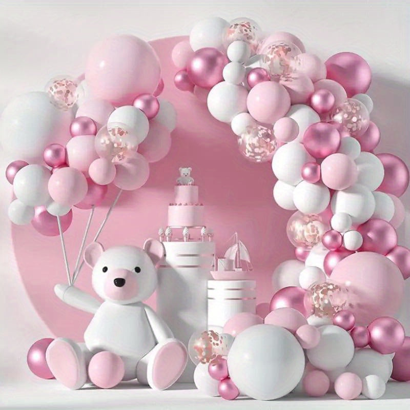 40pcs, Pink White Confetti Latex Balloons, Wedding Decor, Birthday Party Decor, Anniversary Decor, Graduation Decor, Holiday Decor, Mother's Day Decor, Indoor Outdoor Decor, Home Decor, Room Decor