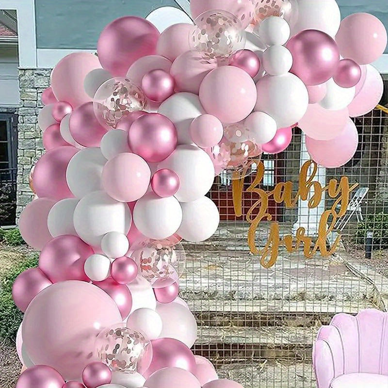 40pcs, Pink White Confetti Latex Balloons, Wedding Decor, Birthday Party Decor, Anniversary Decor, Graduation Decor, Holiday Decor, Mother's Day Decor, Indoor Outdoor Decor, Home Decor, Room Decor