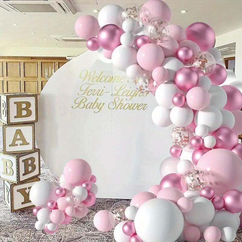 40pcs, Pink White Confetti Latex Balloons, Wedding Decor, Birthday Party Decor, Anniversary Decor, Graduation Decor, Holiday Decor, Mother's Day Decor, Indoor Outdoor Decor, Home Decor, Room Decor
