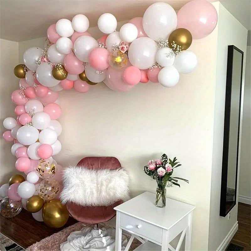 40pcs, Pink White Confetti Latex Balloons, Wedding Decor, Birthday Party Decor, Anniversary Decor, Graduation Decor, Holiday Decor, Mother's Day Decor, Indoor Outdoor Decor, Home Decor, Room Decor