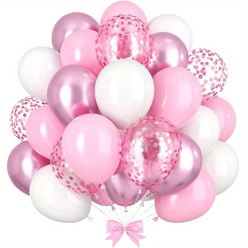 40pcs, Pink White Confetti Latex Balloons, Wedding Decor, Birthday Party Decor, Anniversary Decor, Graduation Decor, Holiday Decor, Mother's Day Decor, Indoor Outdoor Decor, Home Decor, Room Decor