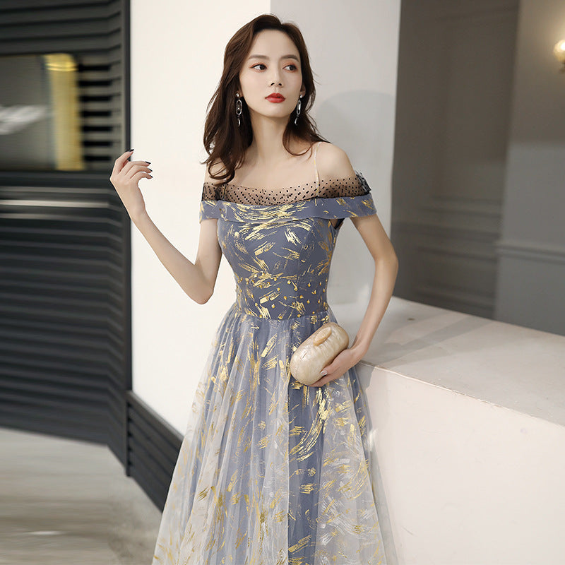 VAKKV Evening Dress New Banquet Temperament Elegant Texture Long Female Daily Style Student Host Formal Dress